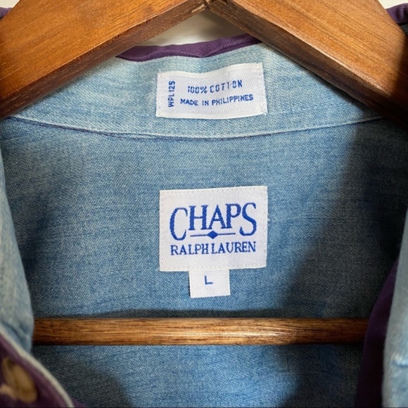 CHAPS RALPH LAUREN long sleeve casual button down vintage size large - Picture 11 of 11